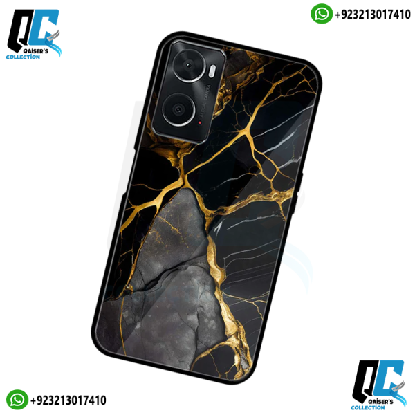 Oppo A96/A76/A36 Liquid Marble Design 6 Premium Printed Glass soft Bumper shock Proof Case